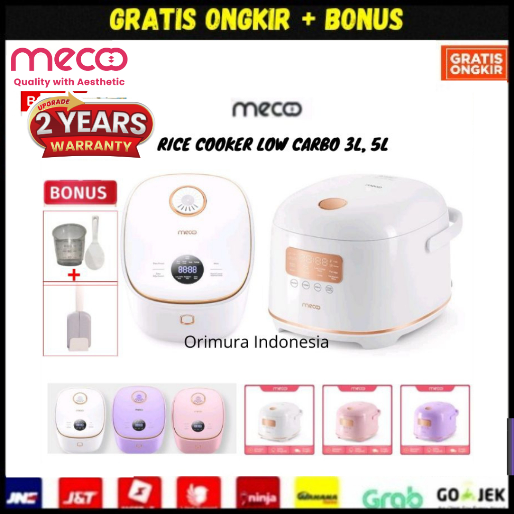 Rice Cooker Digital Mecoo 3L - Low Carbo Rice Cooker - Rendah Gula