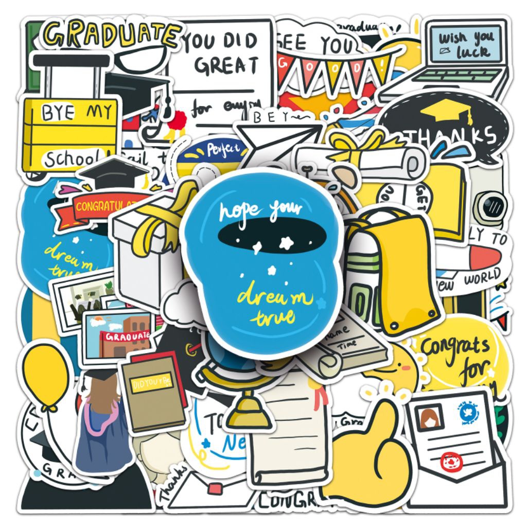 

[50 pcs] DECO STICKER | STICKER DIY | JURNAL AESTHETIC [DS-229] GRADUATE Animasi Karakter Cartoon Sticker Koper, HP Laptop Tumbler Komputer