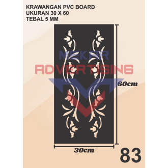 KRAWANGAN PVC BOARD HITAM / ORNAMEN PVC FOAM BOARD HITAM TEBAL 5MM MODEL 83 UKURAN 30X60