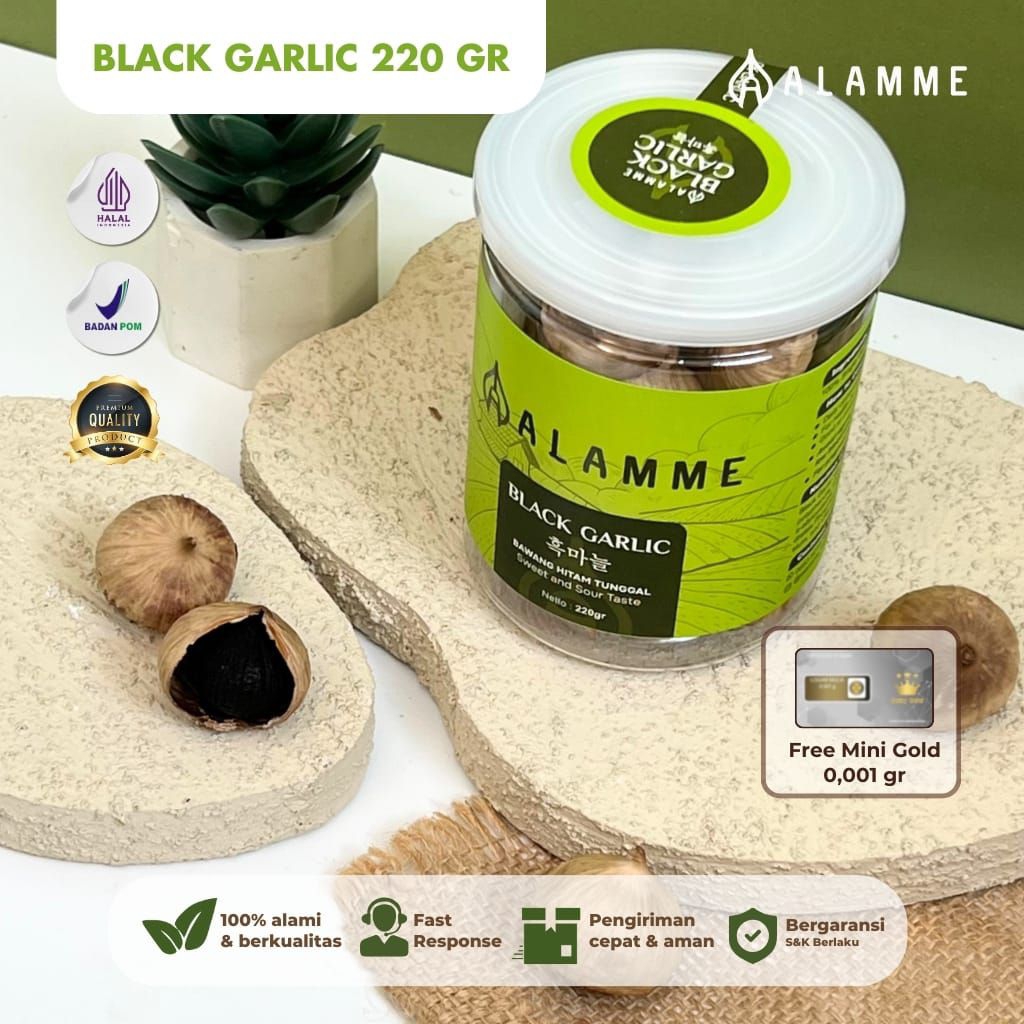 

Bawang Hitam Tunggal Premium ALAMME 220gr – Black Garlic Original 100% Alami
