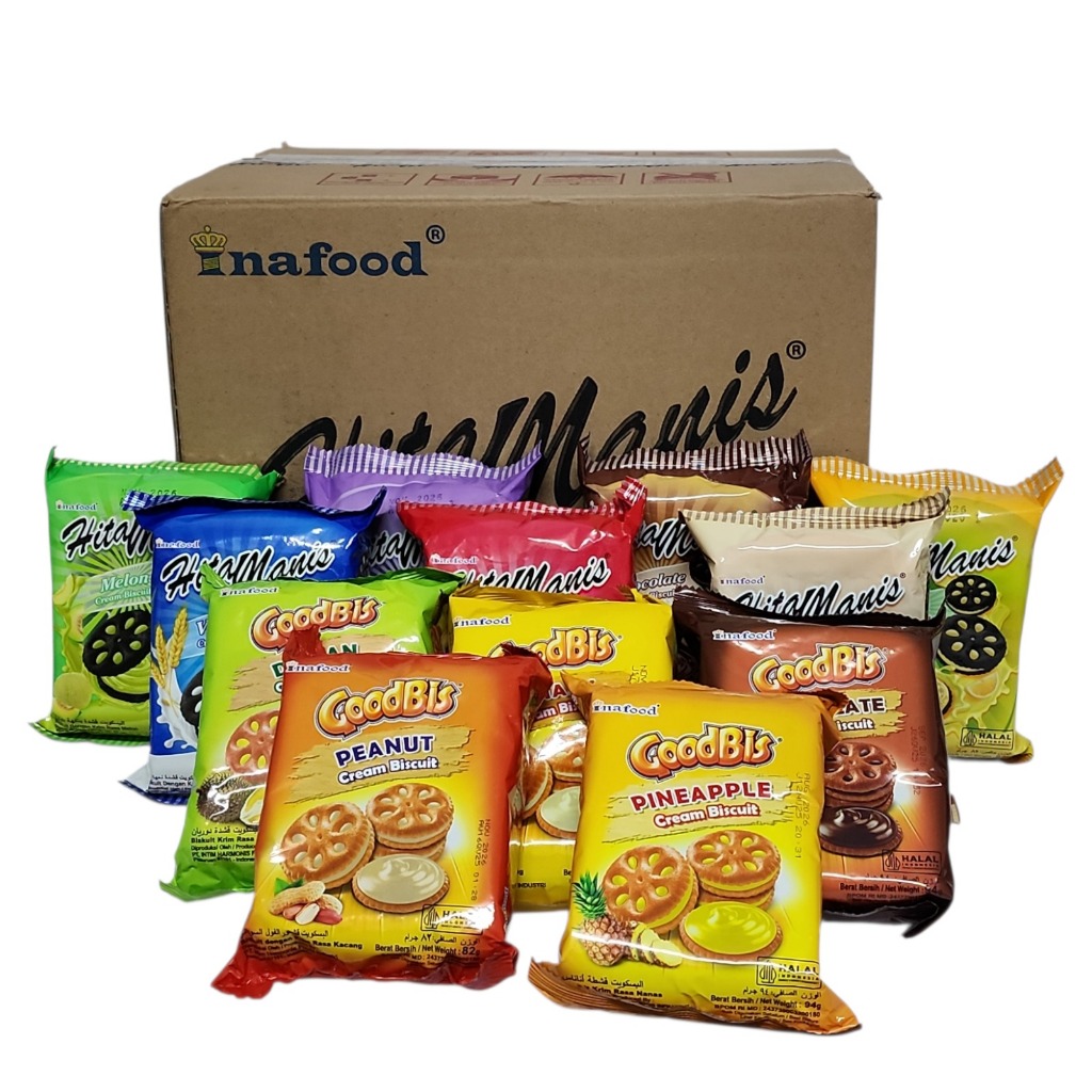 Inafood Hitam Manis / Goodbis Cream Biskuit KARTON - Netto 82 gr x 36 bks