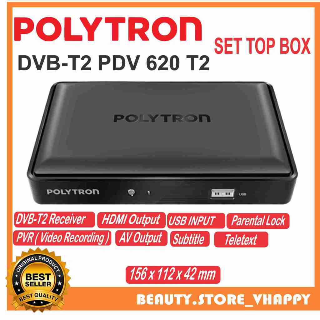 POLYTRON Set Top Box Digital DVB-T2 PDV 620 T2 | STB PDV620T2 | 620T2 GARANSI RESMI