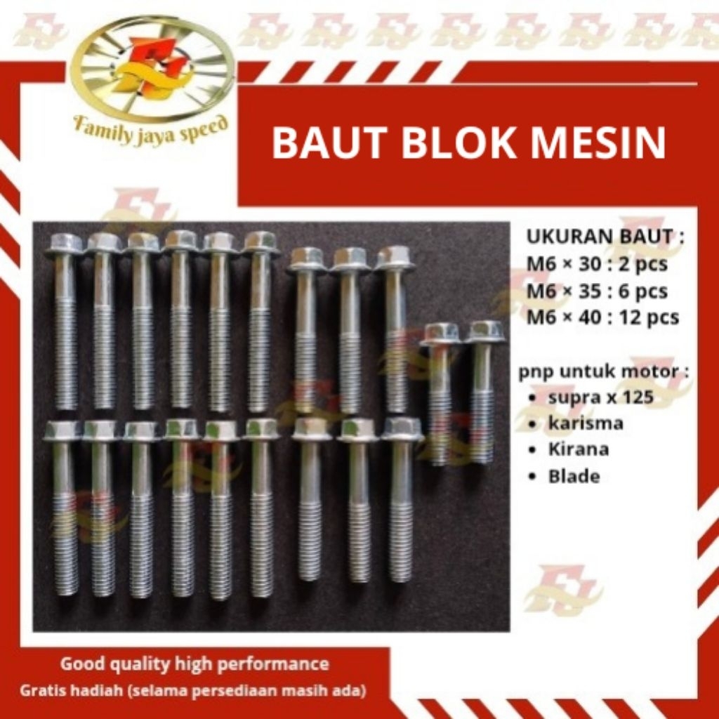 baut block baud blok mesin kopling magnet kiri kanan satu set baut bak blok honda supra x 125/karism