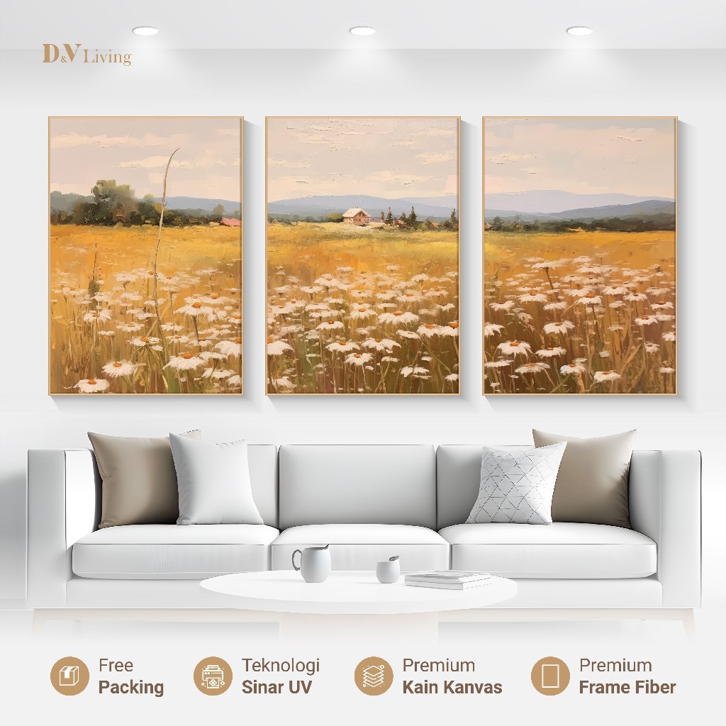 DVLIVING Set 3 PCS Hiasan Dinding Ruang Tamu – Lukisan Canvas Padang Rumput | padang rumput | nature