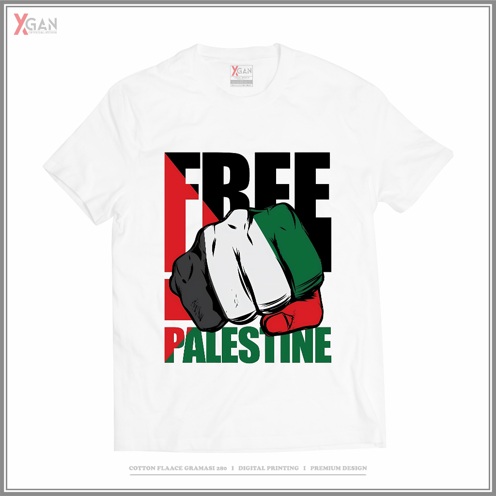 XGAN Series SAVE PALESTINE Baju FREE PALESTINE FP01X Kaos katun 24s Jepang T-Shirt Premium