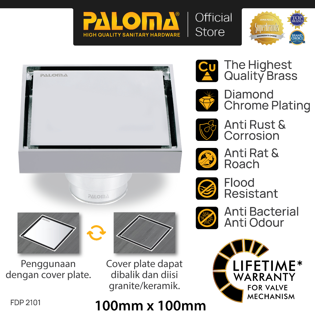 PALOMA FDP 2101 Floor Drain Strainer Saringan Got Kamar Mandi Anti Bau