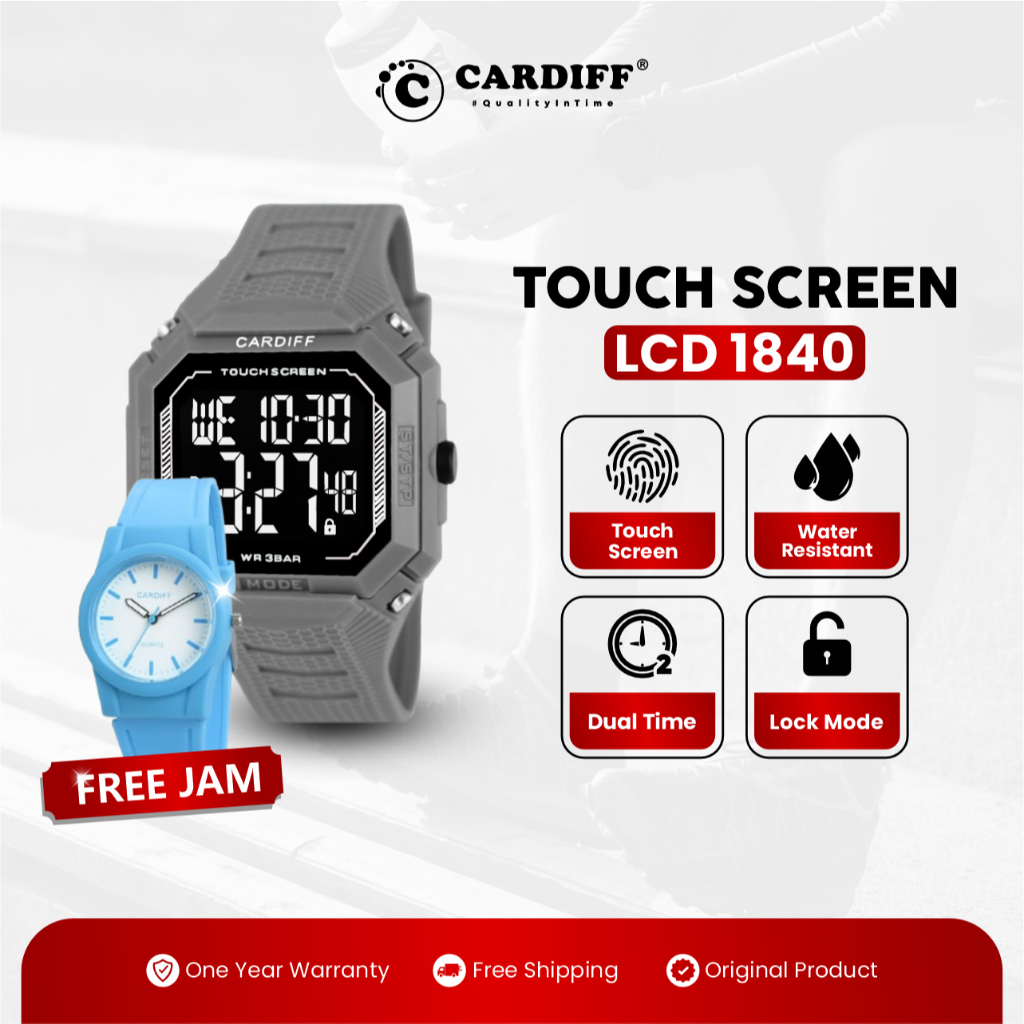 Jam Tangan Digital Cardiff 1840 Touch Screen Pria Wanita
