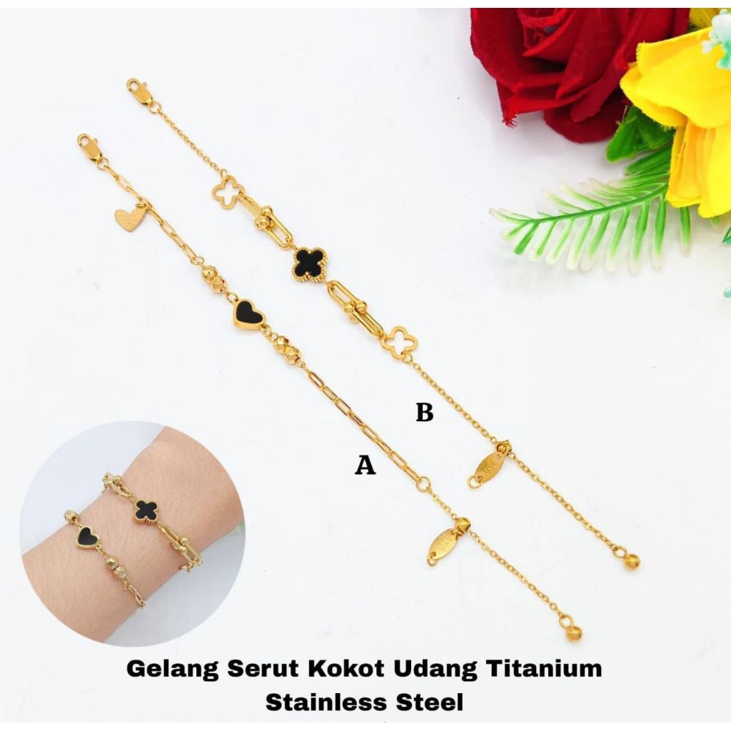 gelang serut kokot udang titanium stainless steel
