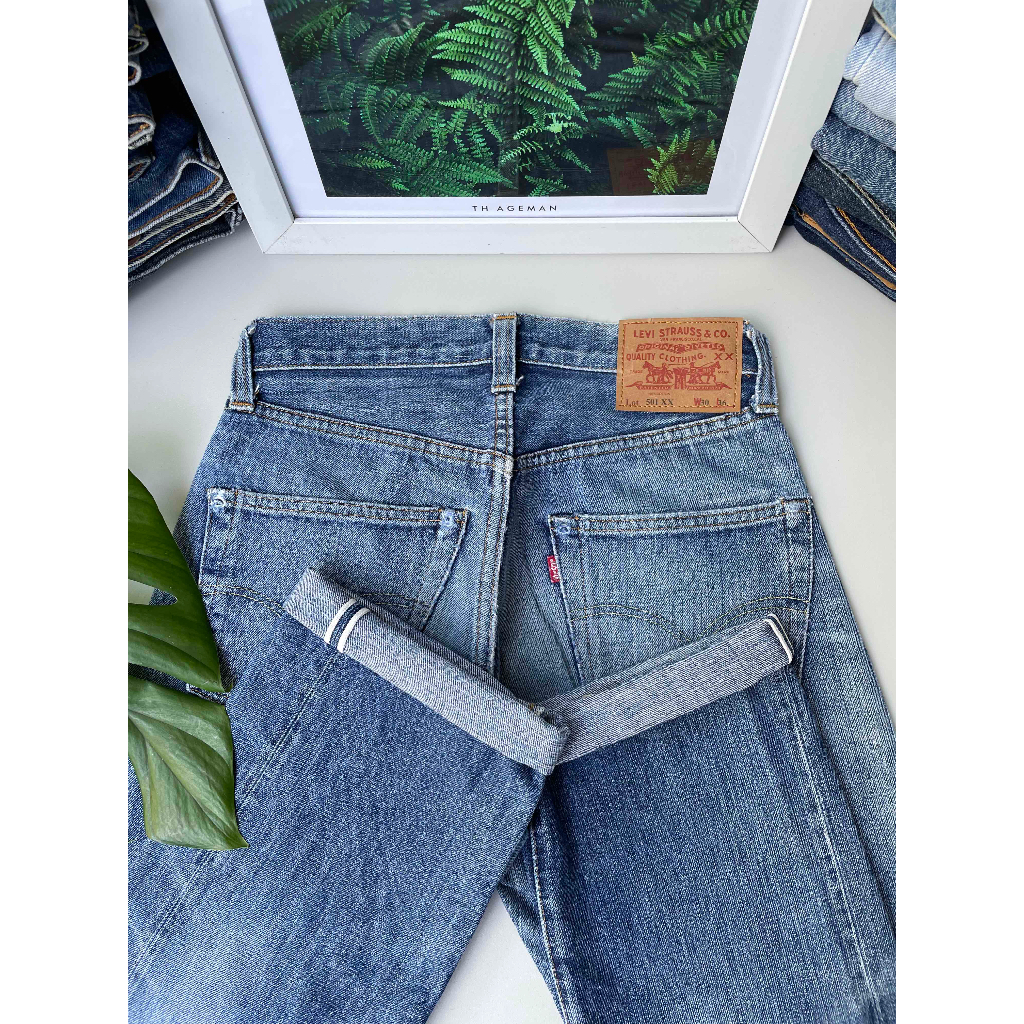 Celana Jeans LP LVC 5 0 1 Regular Fit Repro 1947 Big E Medium Blue Selvedge Denim