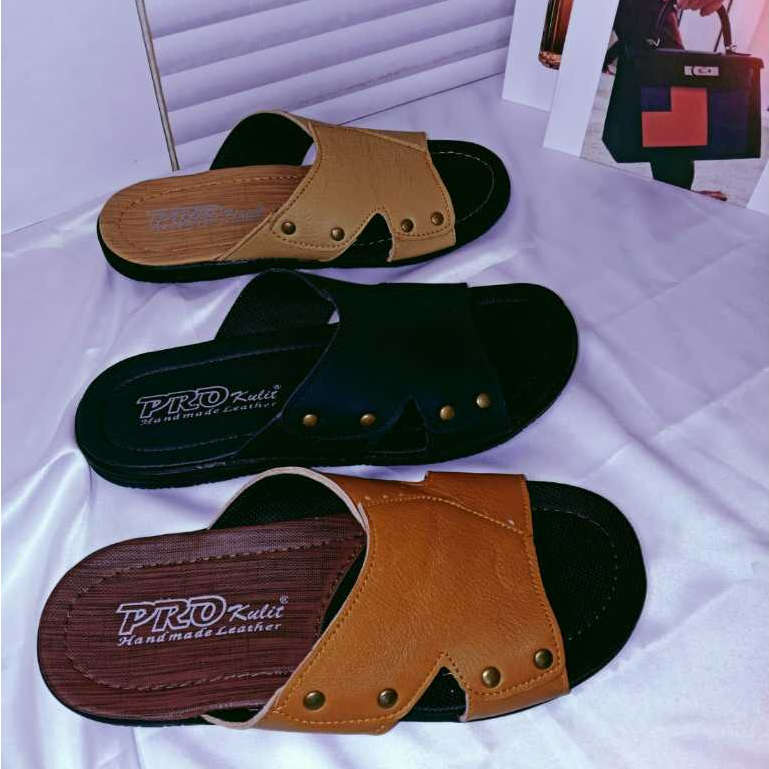 SANDAL PRIA TERBARU 2025 SELOP KULIT ASLI100% SANDAL PROKULIT ASLI ORIGINAL ORI