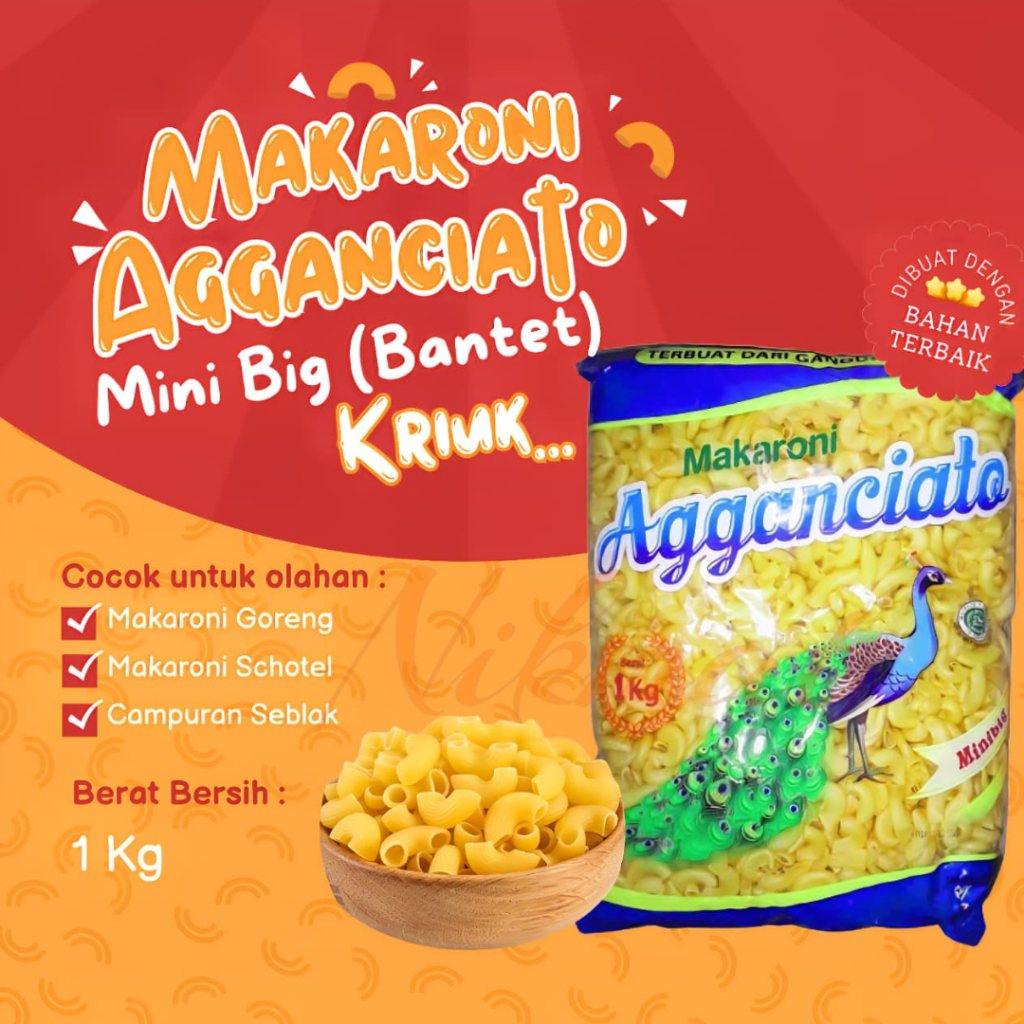 

MAKARONI MENTAH BANTET AGGANCIATO MINI BIG KUALITAS PREMIUM 1 KG SERBAGUNA