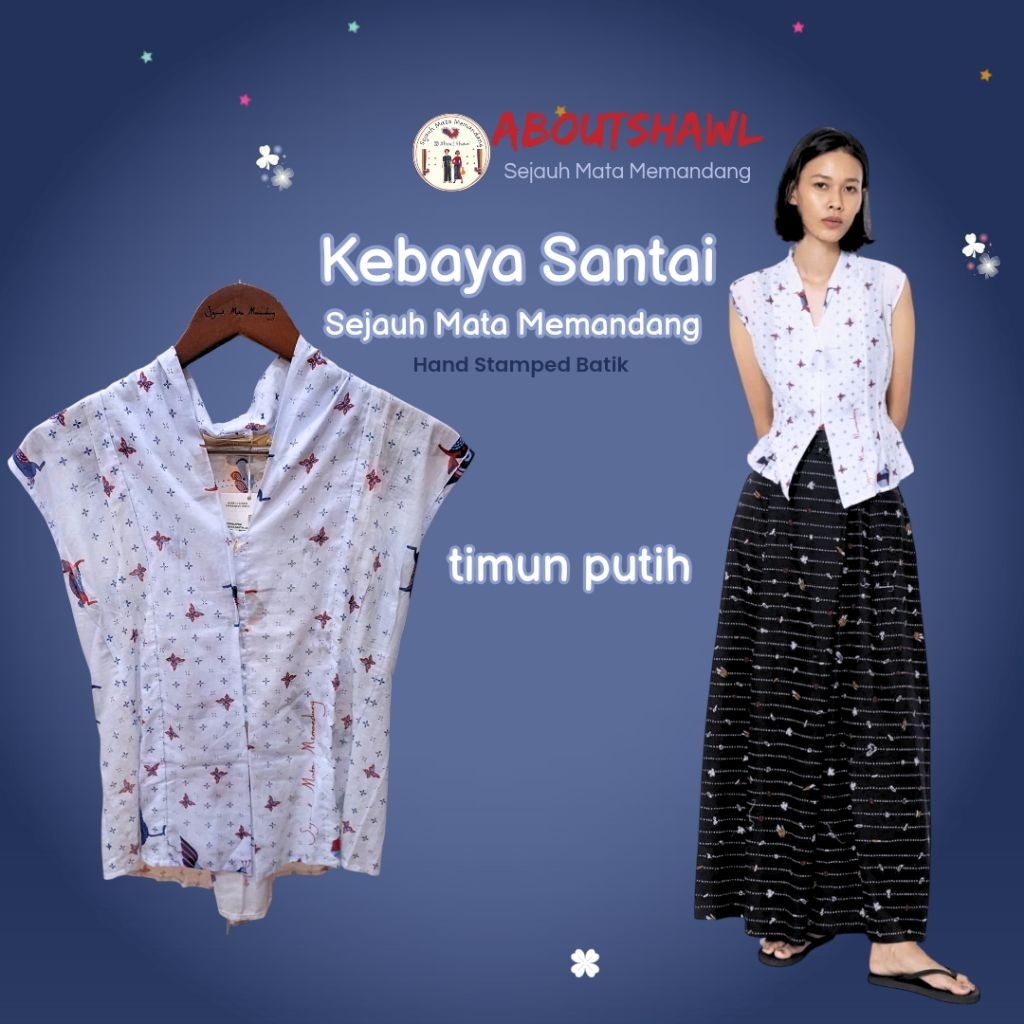 Kebaya Santai Lingkaran Timun White Sejauh Mata Memandang