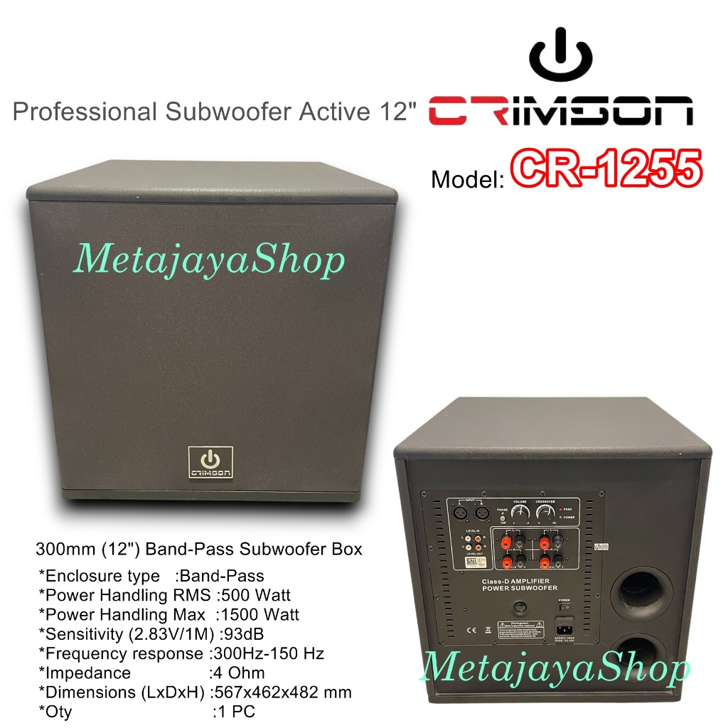 Crimson Subwoofer Active CR-1255 Subwoofer Aktif Crimson CR 1255 12 Inch
