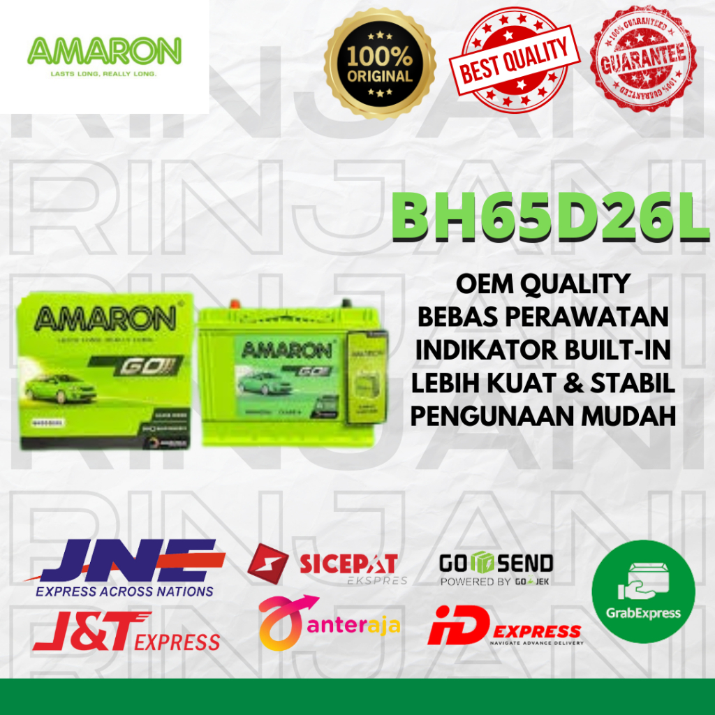 AKI MOBIL AMARON 65 AMPER BH65D26L PAJERO // FORTUNNER // INNOVA DIESEL // TERRANO // KIJANG BENSIN 