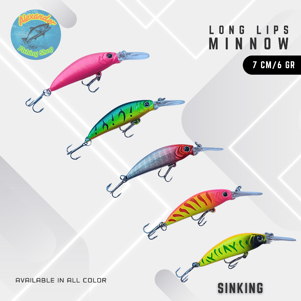 Minnow Lidah Panjang 7cm/5,6gr | Umpan Pancing Sinking Minnow | Minnow Deep Diving | Minnow Killer