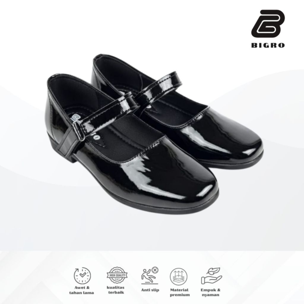 SEPATU PANTOFEL WANITA PASKIBRA/SEPATU PANTOFEL WANITA HITAM GLOSSY