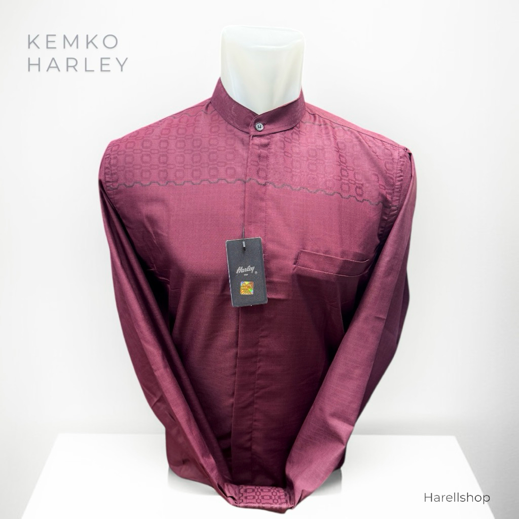 Kemko Harley Pria Lengan Panjang – Warna Maroon Tua – Baju Koko Modern
