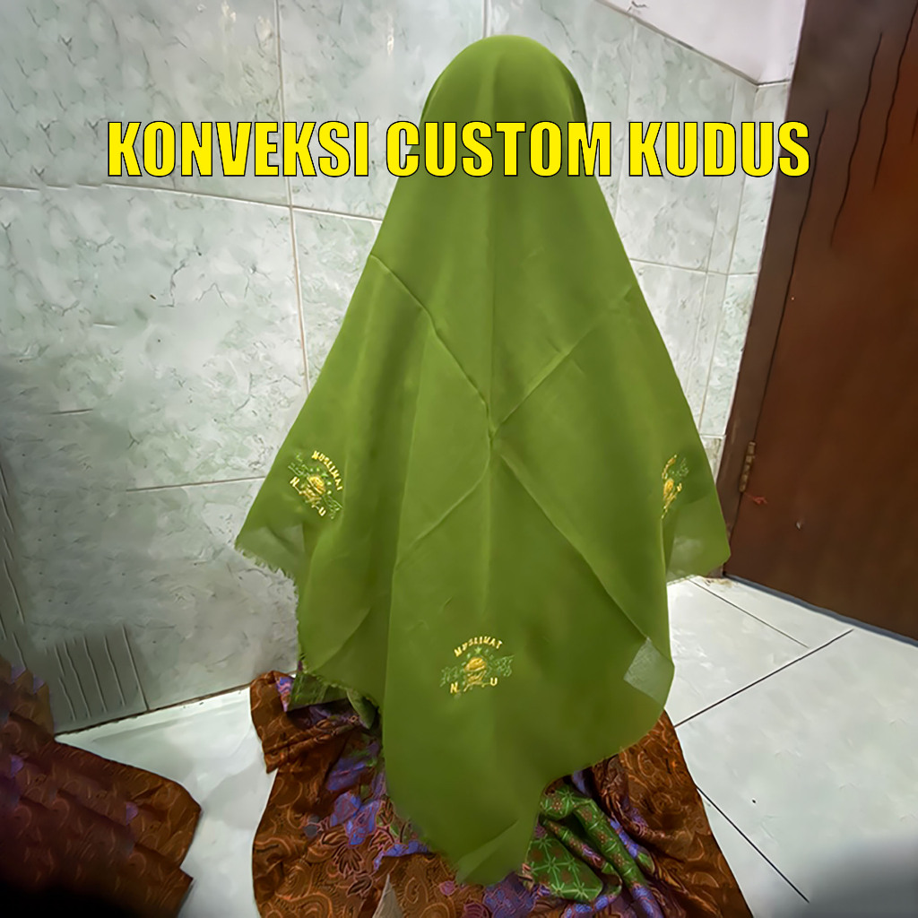 Jilbab Muslimat NU Bordir 3 Logo segi empat / jilbab muslimat nu segi empat terlaris / Jilbab Muslim