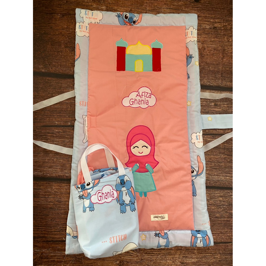 mukena anak stich ada bordir nama sajadah dijual terpisah
