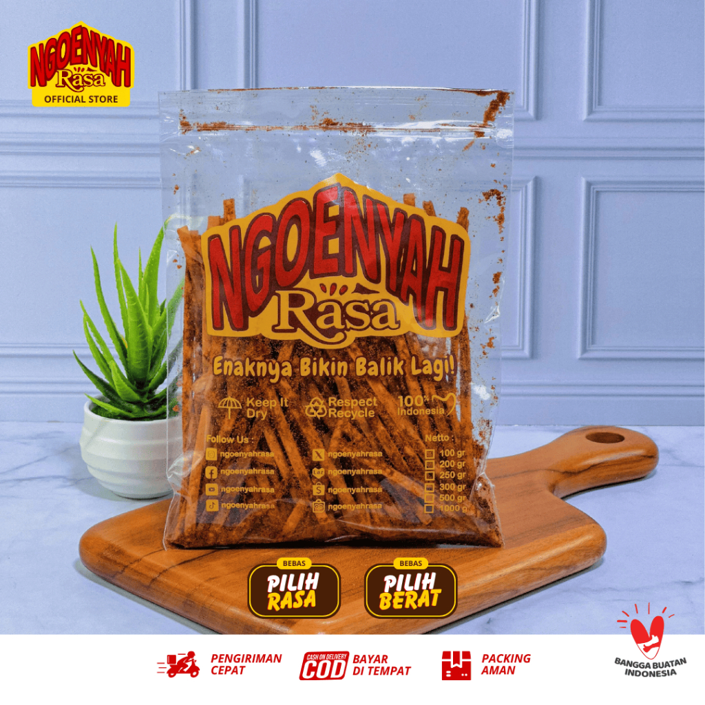 

Ngoenyah Rasa mie lidi lidian gepeng pedas - pedas asin balado original cemilan snack lidi