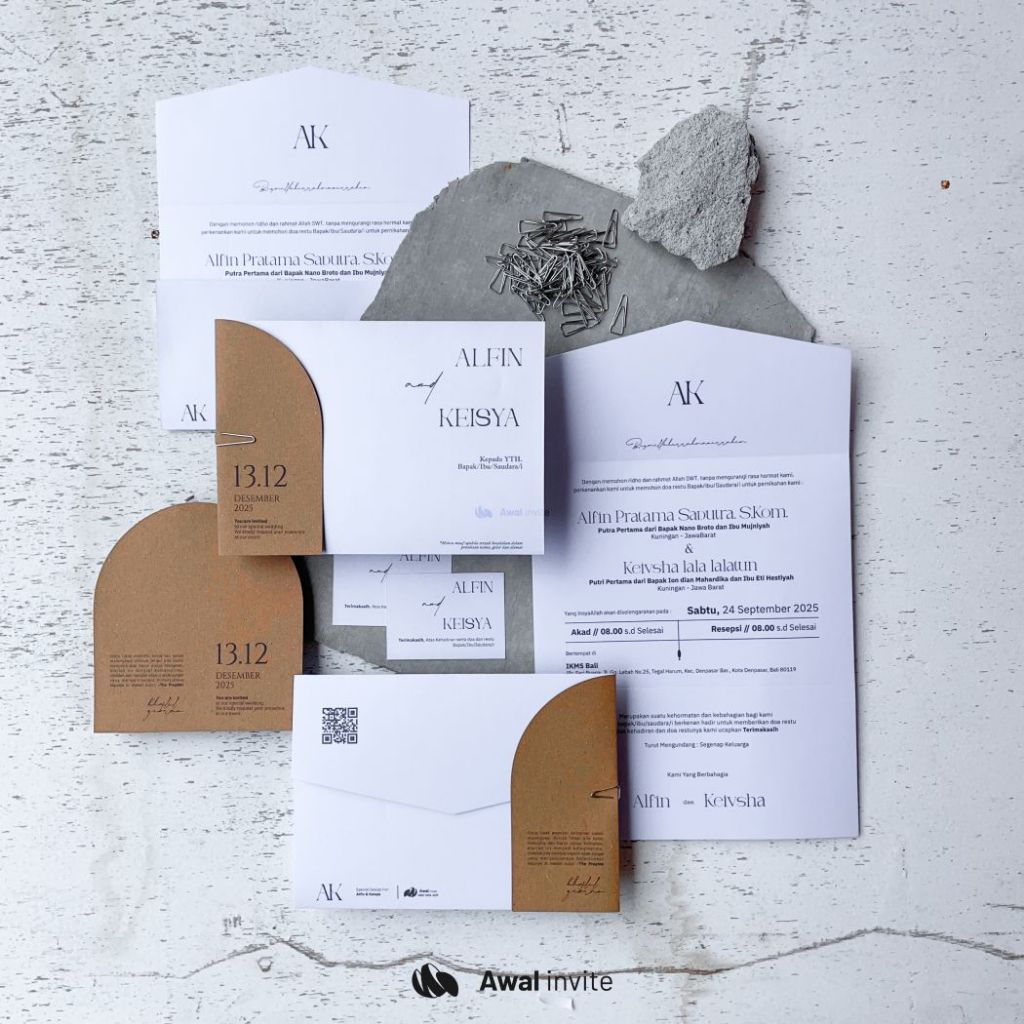 Awal Grafika - Minimal 10 Lembar Undangan Pernikahan - Simple Eco Minimalism - Clean V2