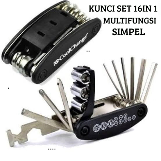 Kunci Set Lipat Mini Portaabel 16in1 Kunci Shock Obeng Multifungsi Kunci L