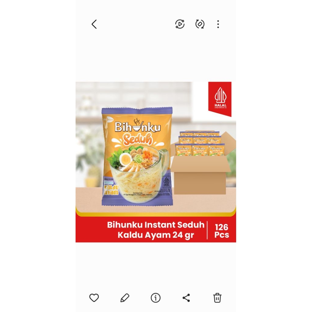 

Bihunku Instant - Seduh Kaldu ayam - 1 Karton - 120 Pcs - 24gr