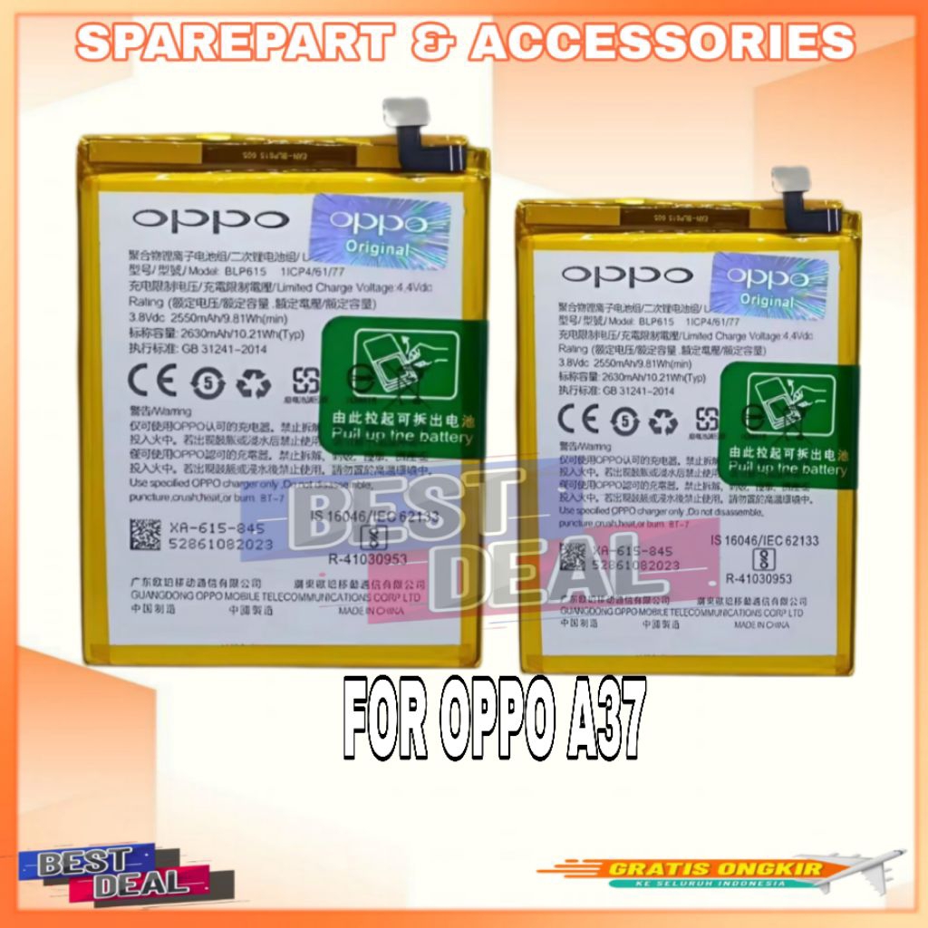 Batre Hp Oppo A37 BLP615 Baterai Battery Oppo A37 2630mAh (bestdealid)