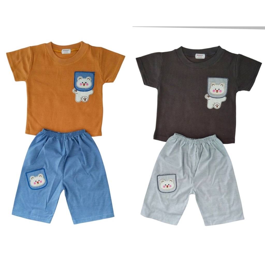 Setelan baju anak laki-laki usia 1-2 tahun / Setelan Amena knit Anak laki laki H 238