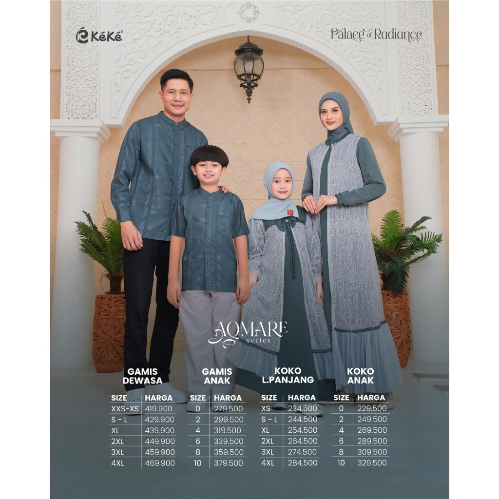 KEKE AQMARE Series (Teal) – Sarimbit Lebaran 2026 Gamis Syari Busui Friendly & Koko Dewasa Elegan | 