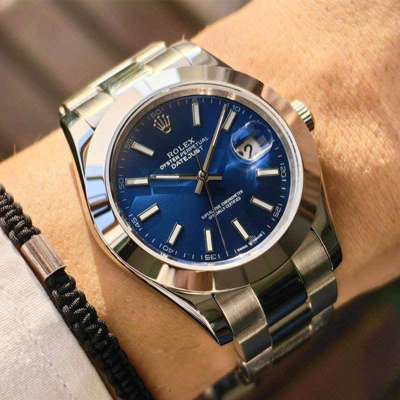 【100% ASLI】Original Jam tangan Rolex Pria Rolex Datejust Blue Dial M126300-0001 Automatic Tahan air 