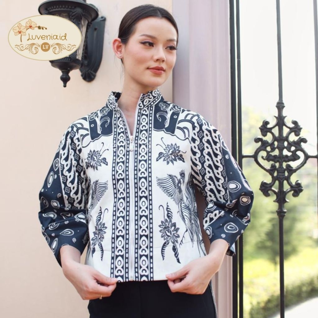 Outer Batik 135 HT Navy / Jaket Bomber Batik / Batik Jumbo / Batik Couple