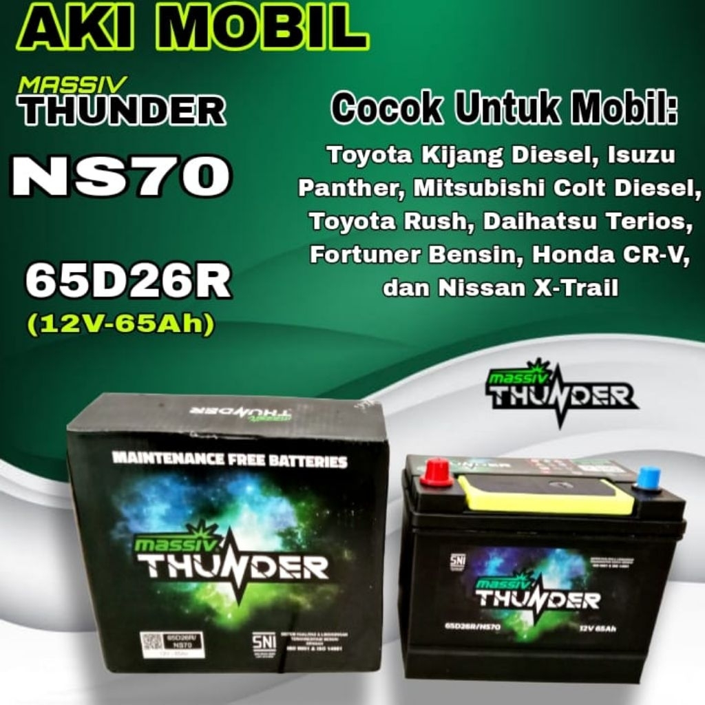 AKI MOBIL KIJANG DIESEL PHANTER DLL MASIV THUNDER NS70 12V 65AH KERING