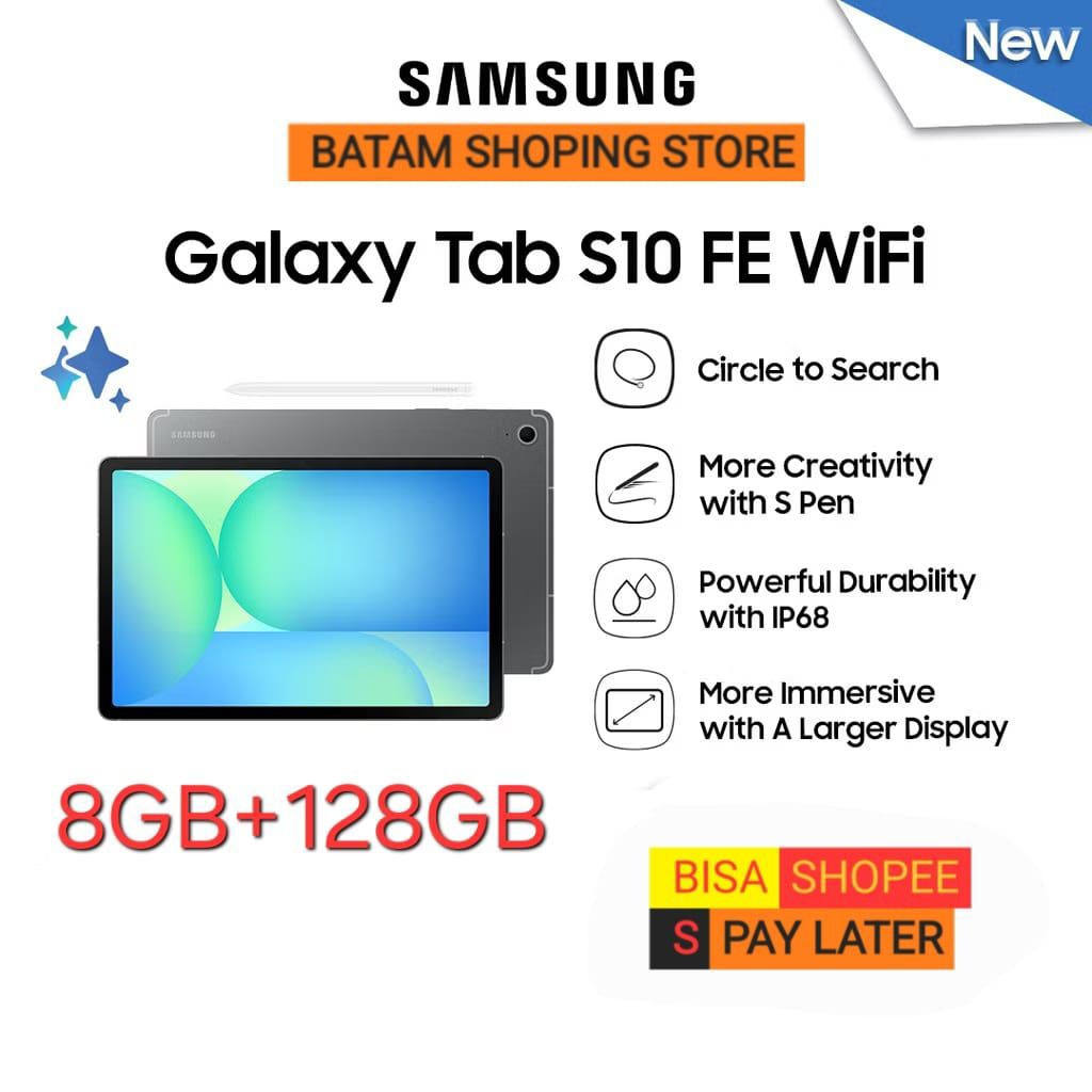 Tablet Samsung Galaxy S10 FE WIFI RAM 8GB + 128GB [ GALAXY AI , LAYAR BESAR 10,9 INCH ] GARANSI RESM