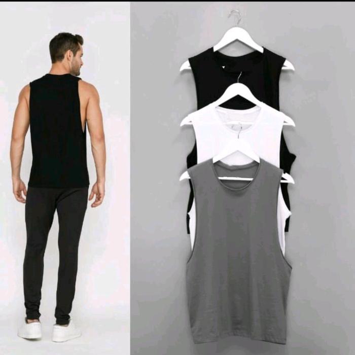 Kaos Singlet Low cut-Singlet Low Cut Polos GYM Pria COTTON COMBAD 30S