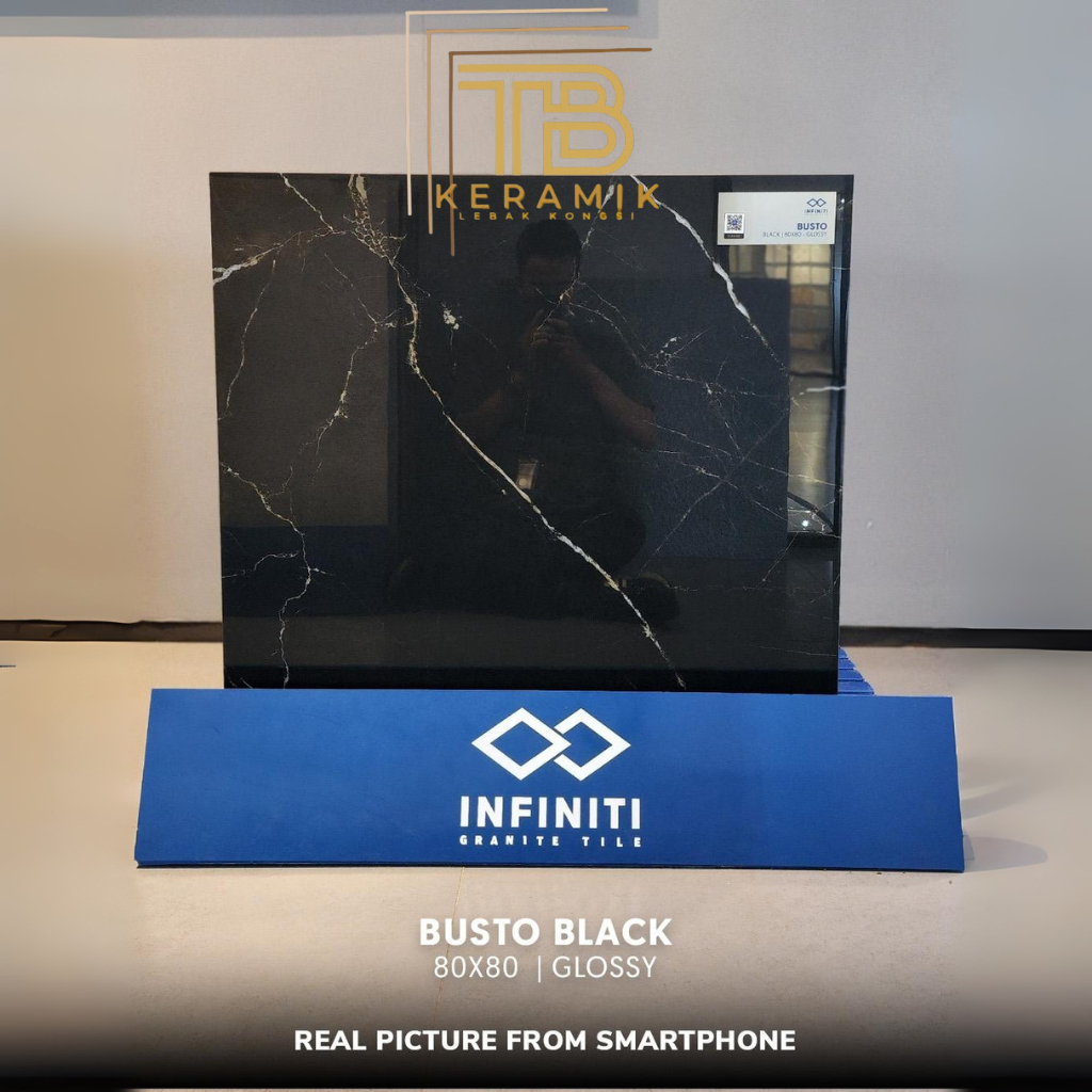 Infiniti Granit Busto Black Glossy 80x80 Tile