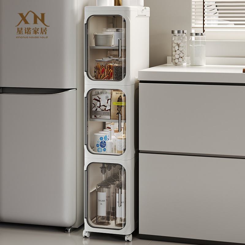 Rak Susun Plastik / Rak Dapur Lemari Piring Tertutup / Rak Buku Mainan Minimalis / Rak Dapur Serbagu