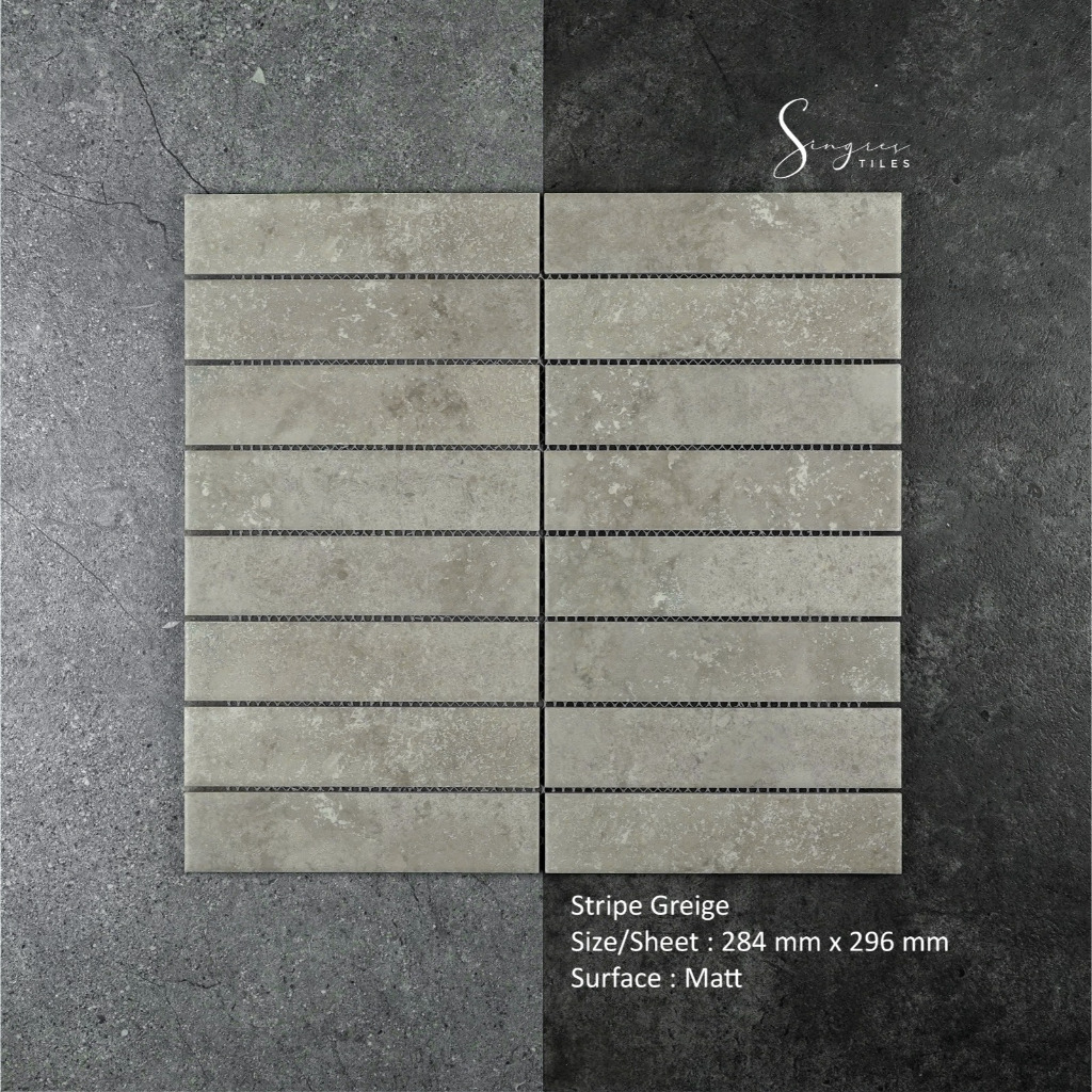 Singres Tiles - Greige Stripe Singres Mosaic Tiles