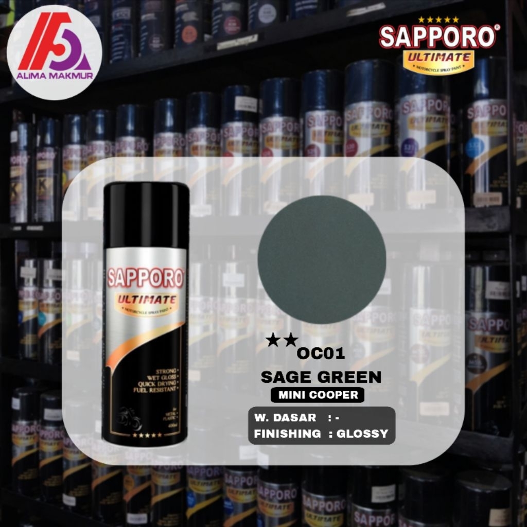 Sapporo Ultimate OC01 Sage Green 400ml / Pilok Sage Green / Cat Semprot Sage / Cat Sage Green