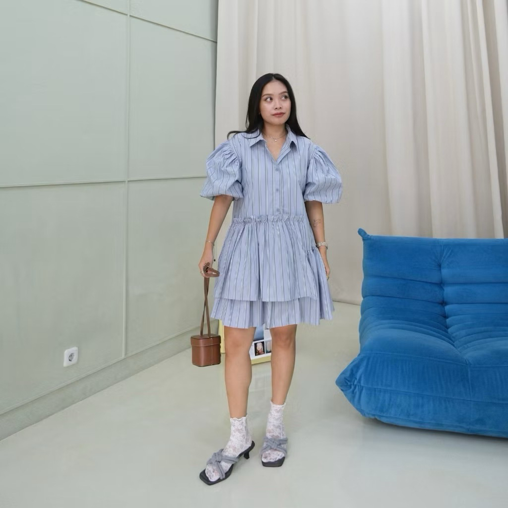 Preloved Miroir - Gian dress blue stripes