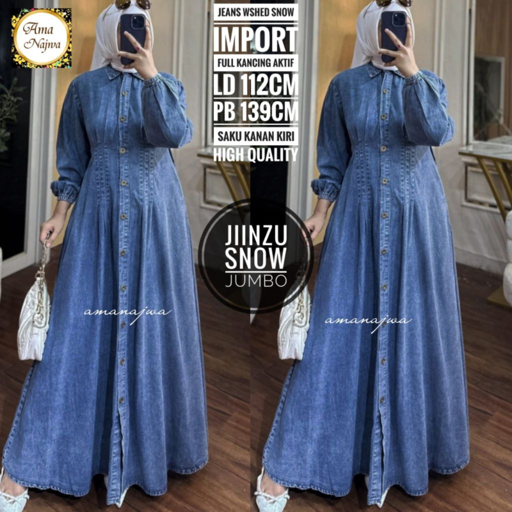 Gamis Jeans Wanita salty Maxy Gamis Levis Modern Wanita Kekinian Baju Gamis Wanita