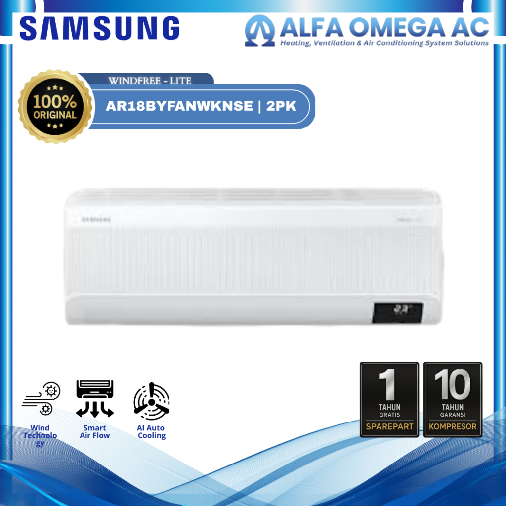 Samsung AC Wall Mounted Split Inverter Digital WindFree 2 PK - AR18BYFANWKNSE | AC Split | Standard 