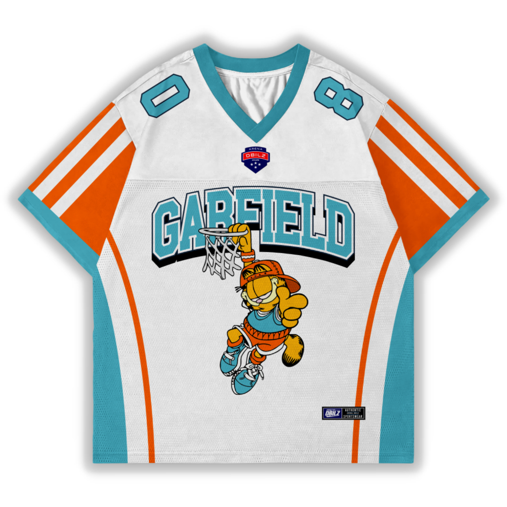 JERSEY GARFIELD BASKET WHITE PRINTING FREE NICKNAME