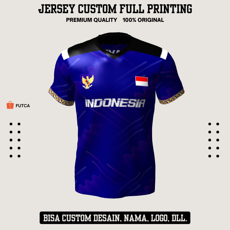 Kaos Jersey Futsal Biru Motif Abstrak 66 - Jersey Baju Olahraga Full Printing