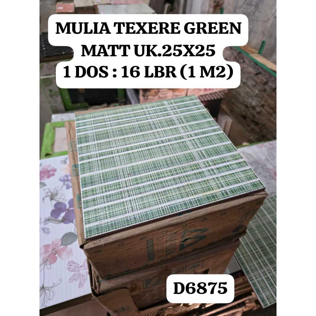 TEXERE GREEN HIJAU MOTIF KOTAK KASAR UK.25X25 KERAMIK LANTAI DINDING