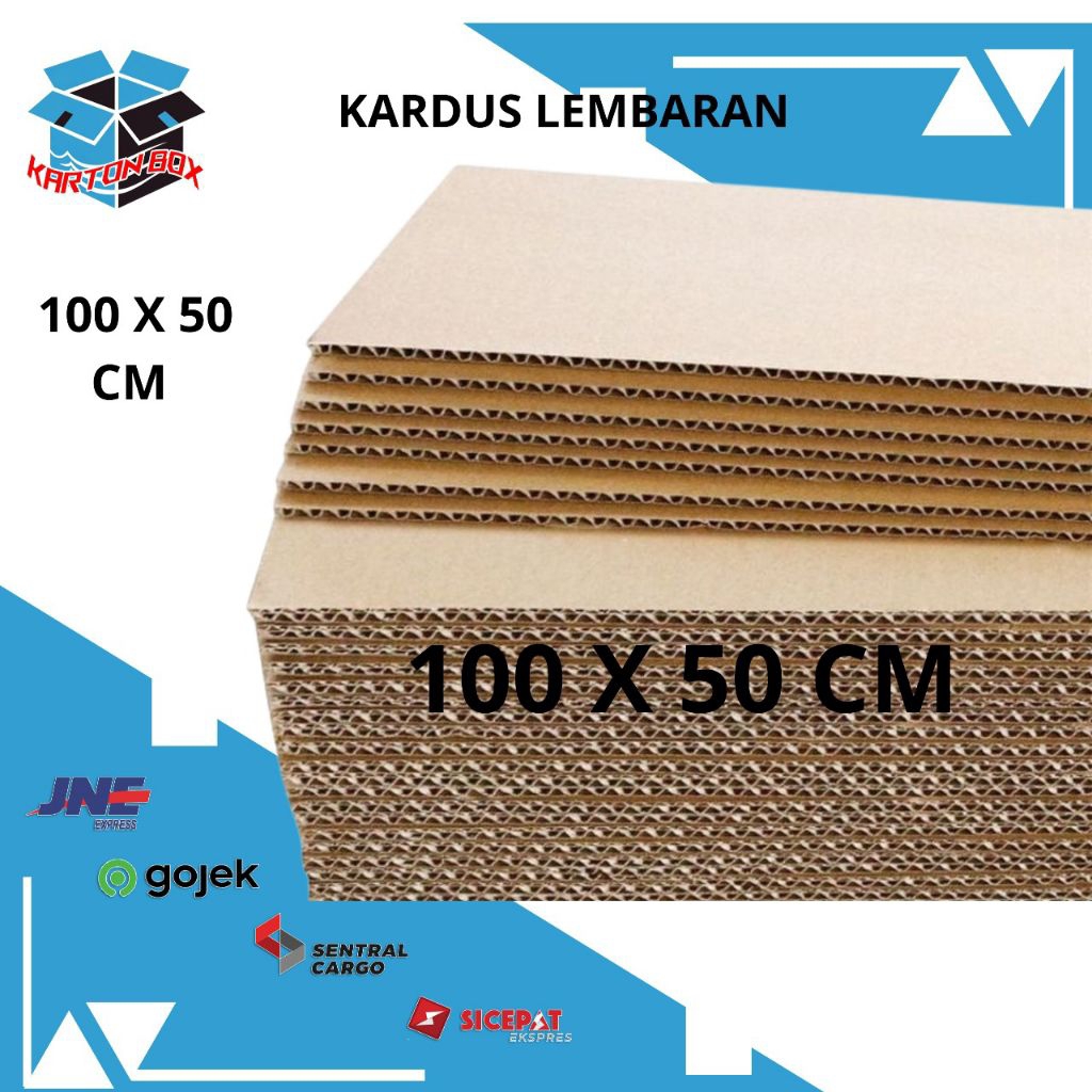 Karton Kardus Lembaran Sheet 100x50CM Single Wall/lembaran Polos/Dus Lembaran Polos/Karton single wa