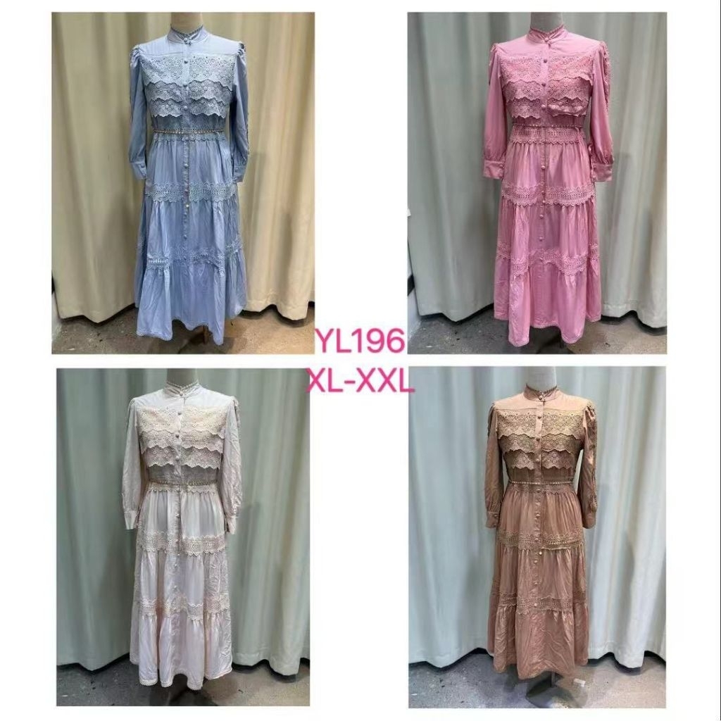 196 / Gamis Renda 3Tingkat / gamis wanita / gamis renda / gamis Muslim / pakaian Muslim / Gamis kond