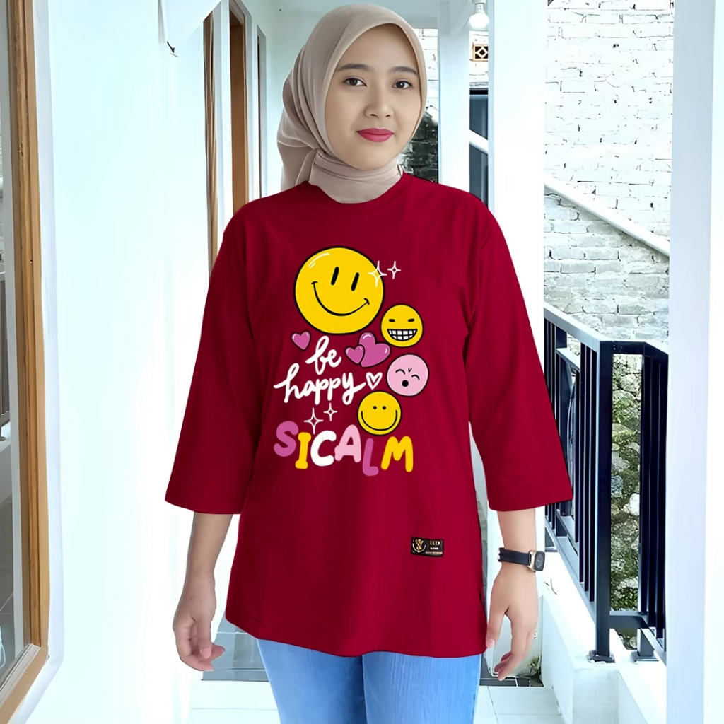 atasan jumbo kaos cewek Oversize LD 120 Wanita Lengan 7/8 jumbo katun 24s tebal premium original