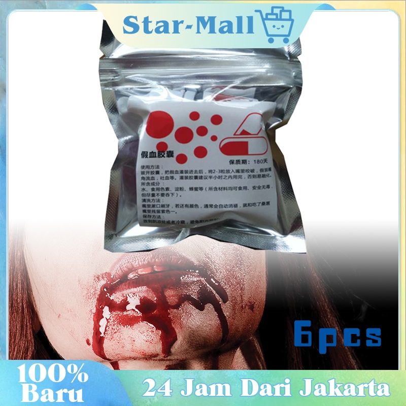 Isi 6 Kapsul Darah Palsu Darah Palsu Buat Prank Darah Palsu Fake Blood Mainan Untuk Halloween