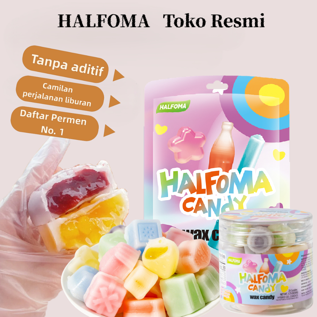 HALFOMA Permen Lilin snack unik  32 Permen Sedang camilan populer permen viral